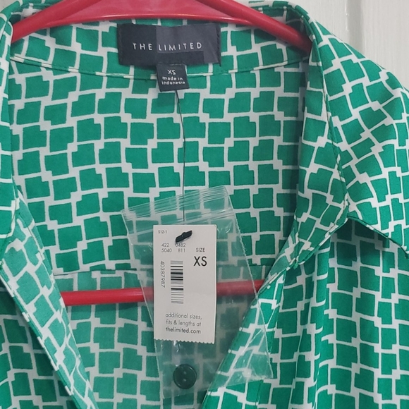 The Limited XS green white blouse - Picture 2 of 3